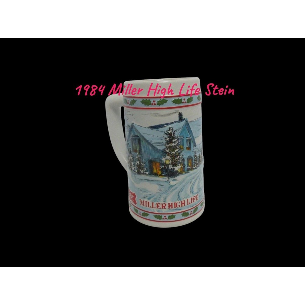 VINTAGE 1984 MILLER HIGH LIFE  WINTER HOLIDAY BEER STEIN (LIMITED EDITION)